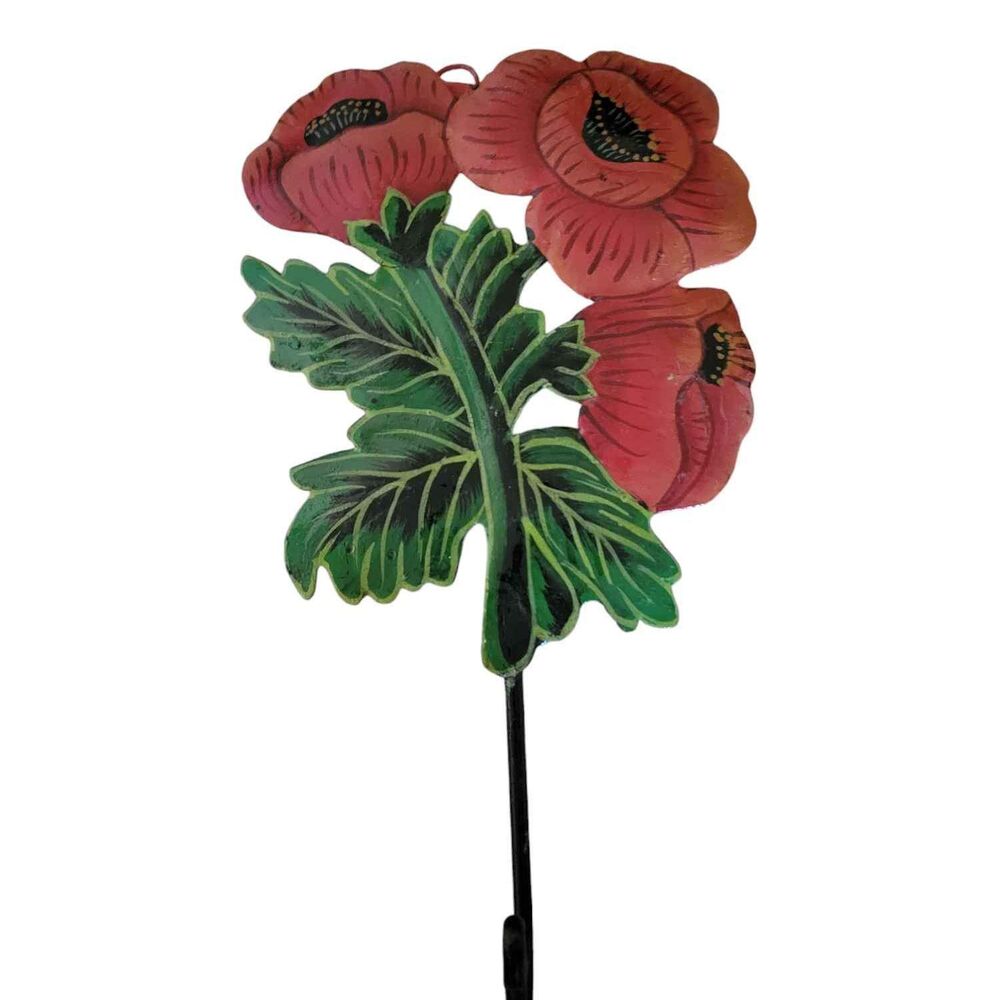 Vintage Hand Painted Metal Poppy Hanger